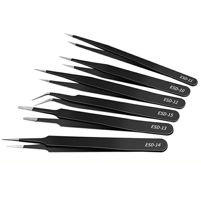 不鏽鋼鑷子 細尖鑷 金屬夾子 直夾 彎夾 DIY工具 防靜電絕緣 尖嘴夾 長尖頭 圓頭 扁頭 精密模型手機平版電腦維修工具【APP享4%回饋】 1