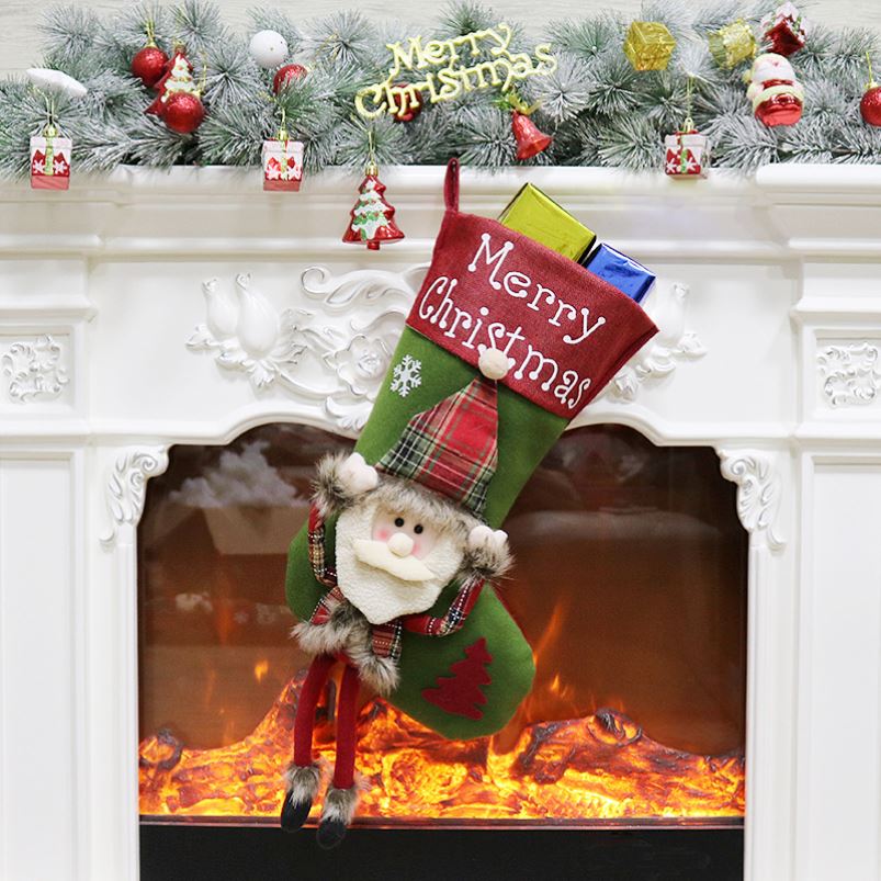 圣誕襪子禮物袋雪人圣誕老人布袋蘋果袋子可愛禮品圣誕節掛件網紅1入