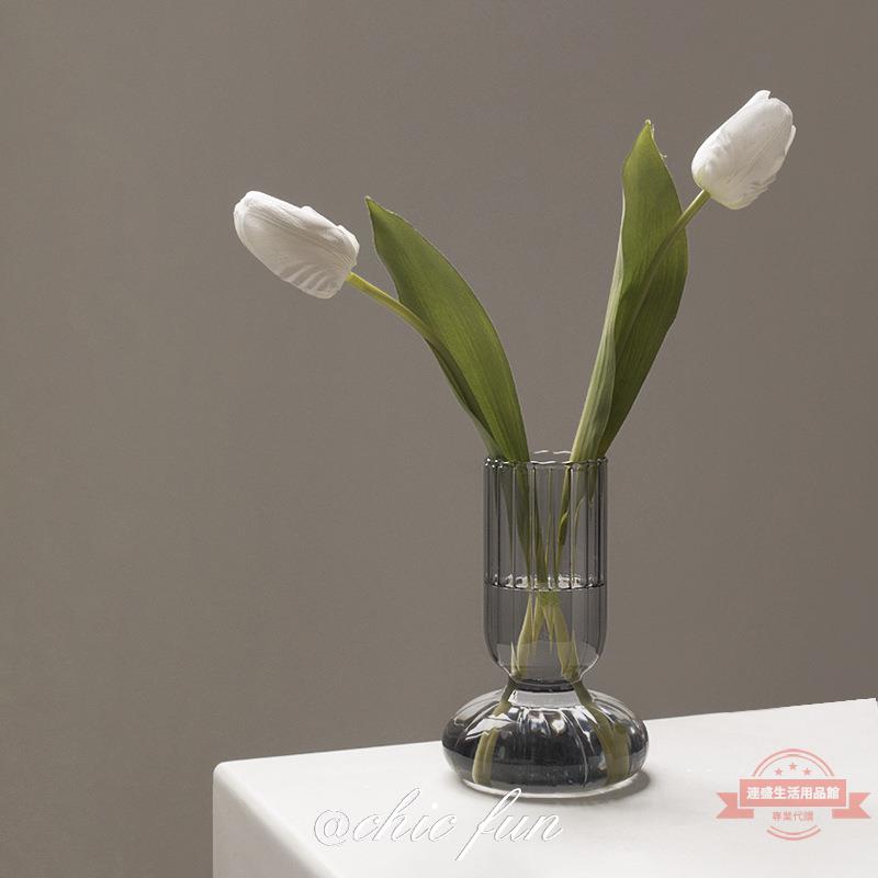 北歐ins風簡約玻璃小花瓶透明水養插花玫瑰客廳擺件網紅