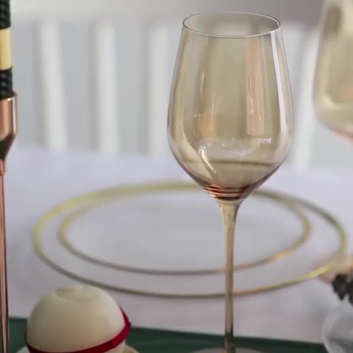 金色紅酒杯家用醒酒器歐式大號小玻璃水晶杯葡萄酒高腳杯創意酒具