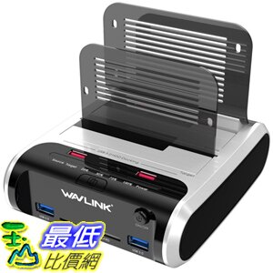 [o美國直購] WAVLINK USB 3.0至SATA雙托架硬碟擴充套件塢 具有離線克隆功能 支援快速充電器和TF＆SD卡