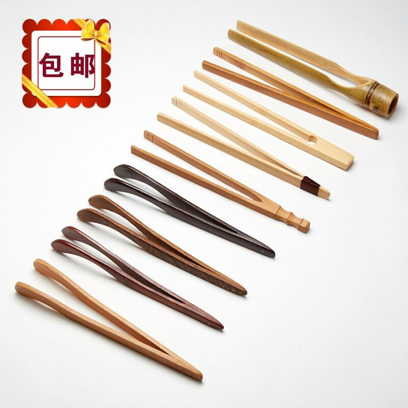 竹製茶夾黑檀木茶杯茶葉夾子木質鑷子實木功夫茶具茶道零配件
