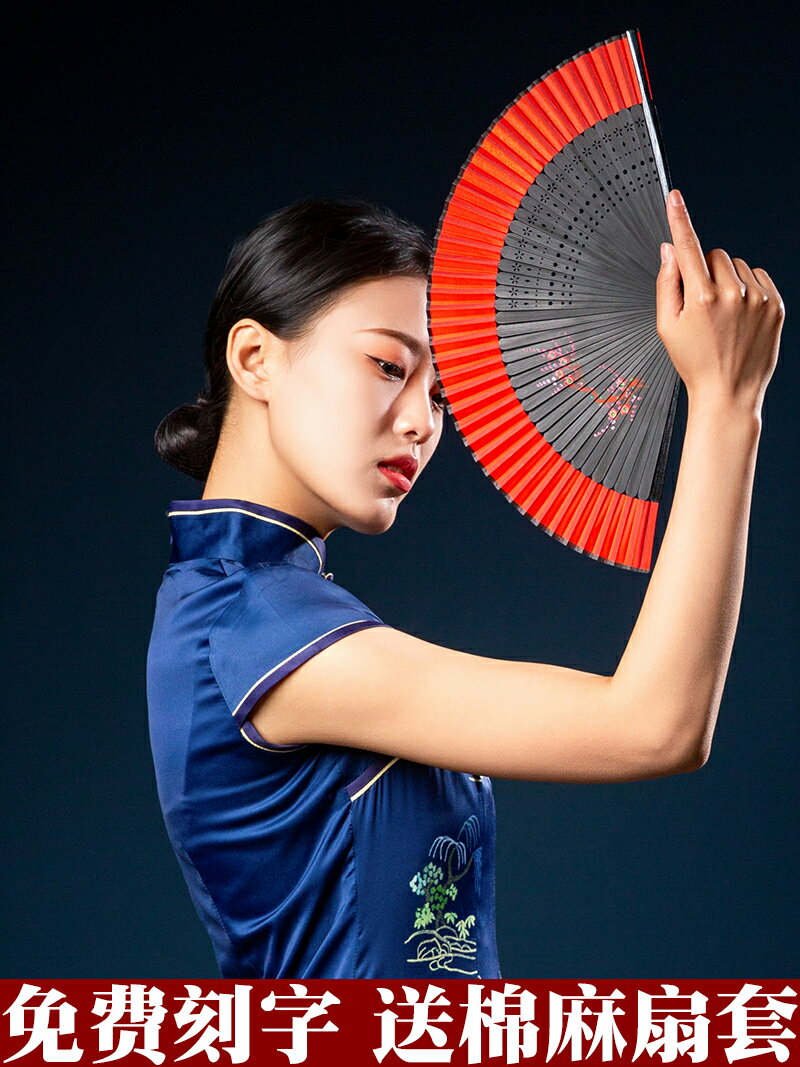 中國風綾絹手繪女式折扇日式扇子和風工藝折疊日用跳舞小扇子女扇