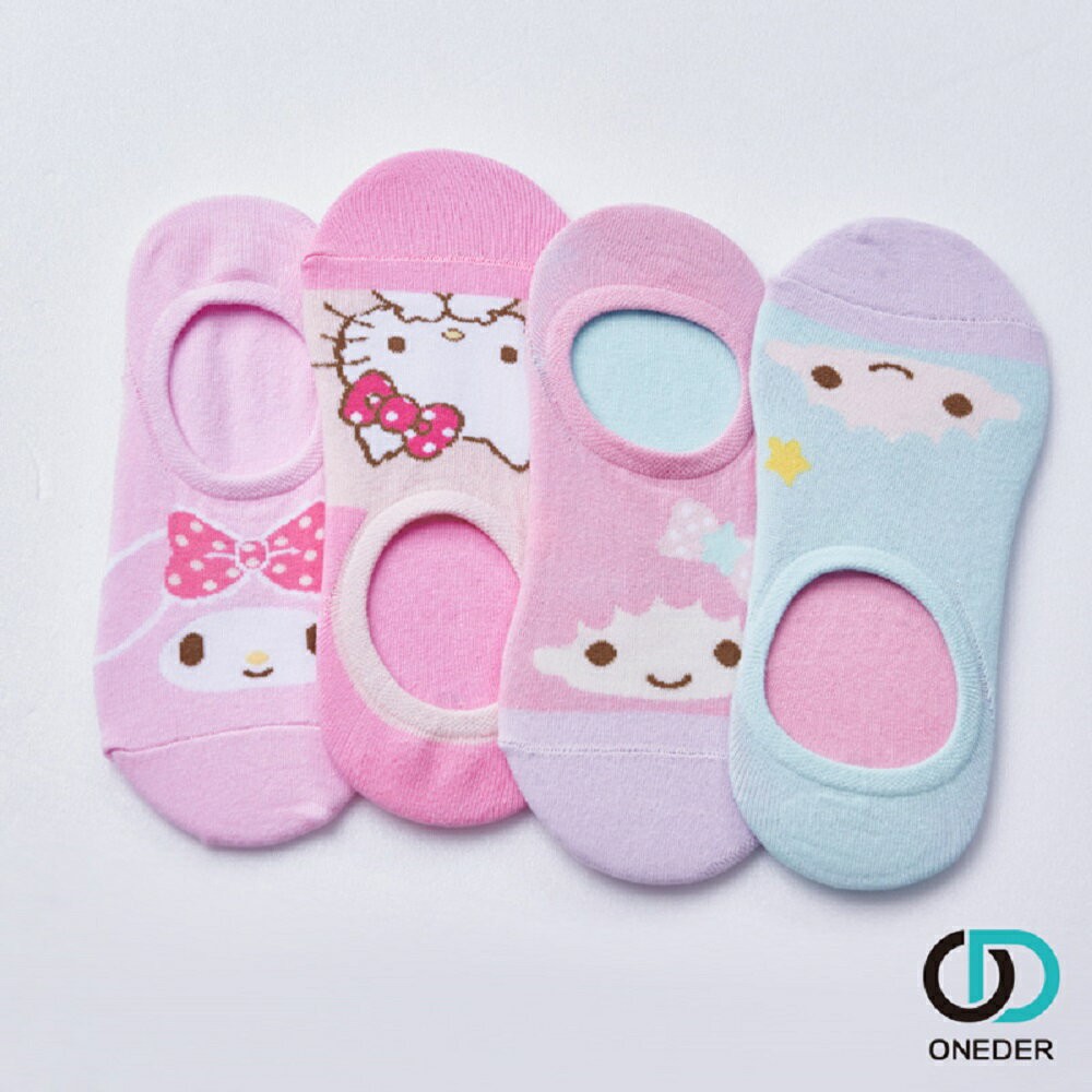 【ONEDER旺達】Sanrio 美樂蒂 凱蒂貓 雙子星套版隱形襪 KT-AP106 MM-AP103 TS-AP101