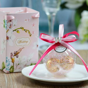 8個裝 歐式喜糖盒水晶球手提拎袋結婚回禮伴手禮盒
