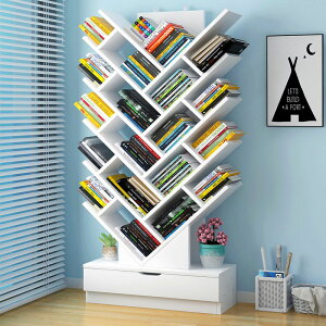 愛佳德簡易落地書架簡約現代置物架創意學生樹形書櫃組合櫃