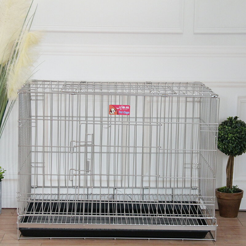 【超多款式咨詢客服】家用不銹鋼狗籠室內帶托盤分離式狗籠子中小型犬加粗高級寵物籠具 1
