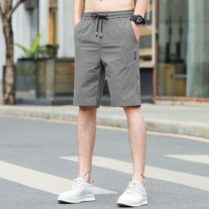 冰絲速乾褲男|大尺碼35-100公斤男裝短褲|夏季超薄款中褲|寬鬆運動褲|休閒馬褲|速幹沙灘褲子|寬鬆五分褲|韓版直筒褲