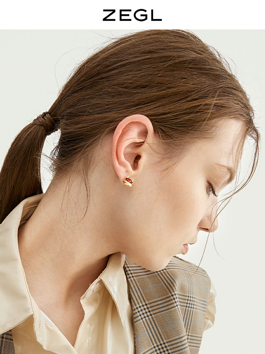ZEGL新年本命年萌牛耳釘女小眾設計感耳環可愛立體動物網紅耳飾品
