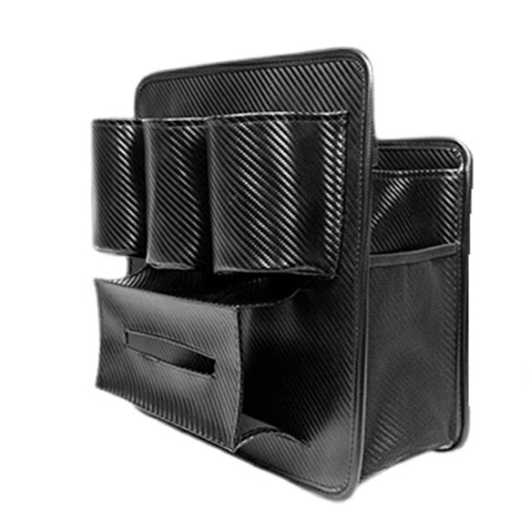 權世界@汽車用品 安伯特 碳纖紋座椅頭枕桿固定式收納置物袋 椅間阻隔輔助置物袋 ABT-A129