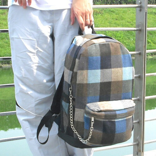 英倫格子韓版帆布雙肩包潮流高中初中學生書包男女旅游背包旅行包