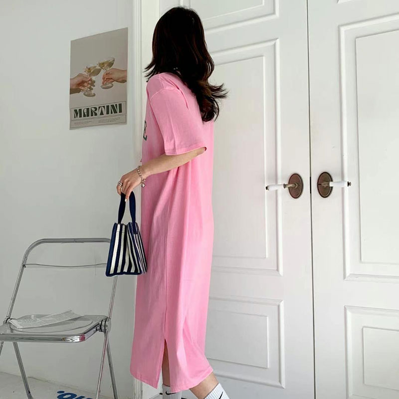 ANNAS 正韓 特價 小姐與流氓 狗狗懶人裙 洋裝 短袖 長裙 長洋 休閒 運動 長版T 顯瘦 寬鬆 棉質 長洋裝 韓國 4