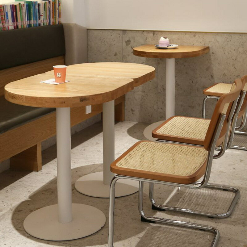 【免運】可開發票 北歐創意實木圓桌接待洽談桌咖啡桌子小戶型客廳家用現代簡約餐桌