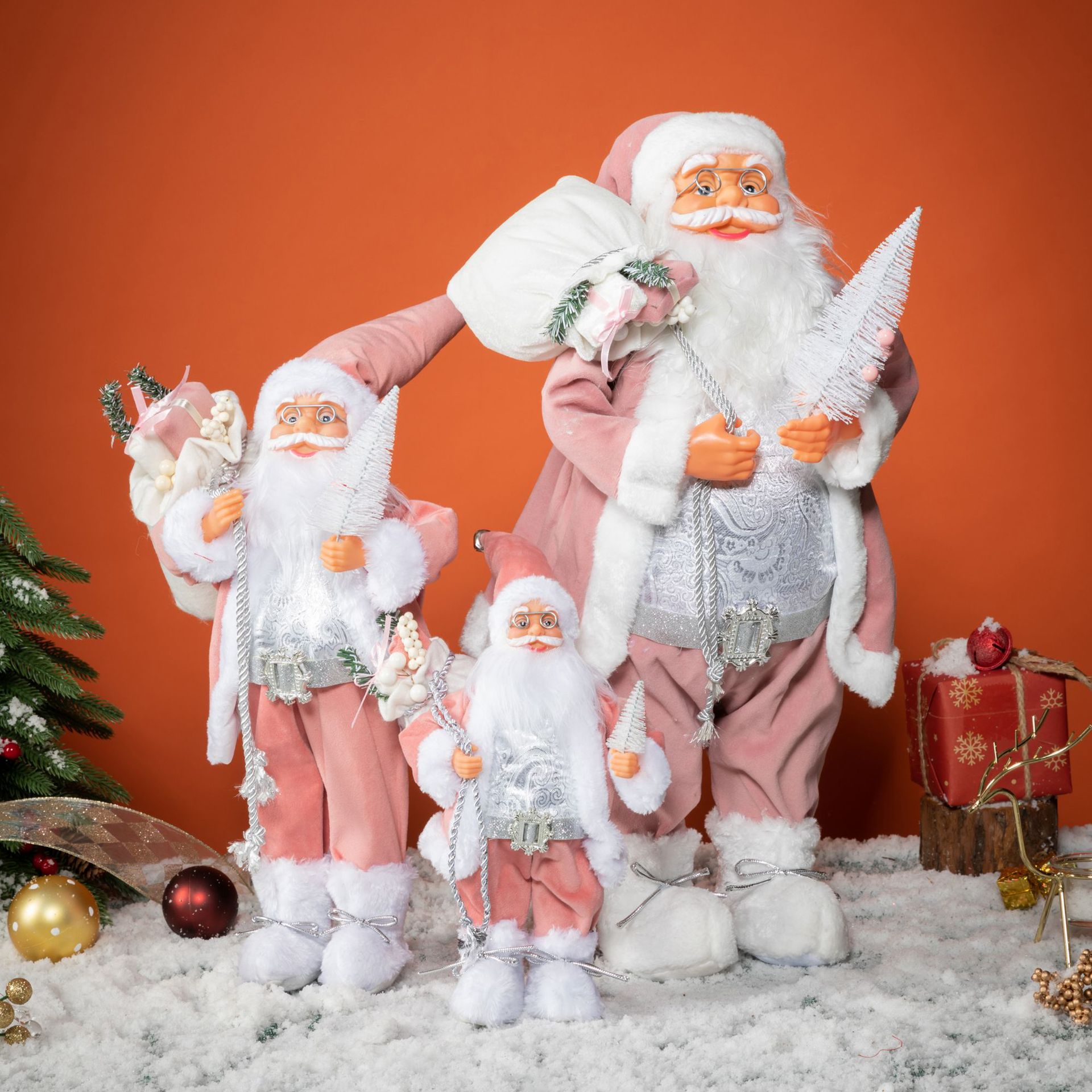 免運 粉色款圣誕老人玩偶圣誕禮物圣誕裝飾品玩具擺件