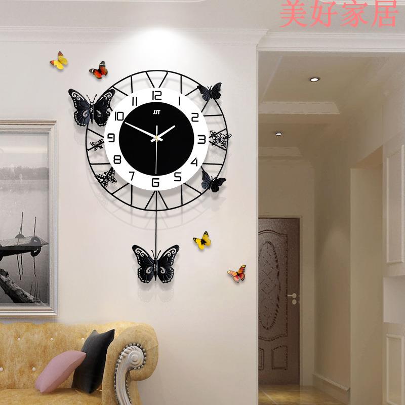 免運 掛鐘 時尚簡約鐘表歐式客廳掛鐘創意家居裝飾靜音時鐘藝術個性石英壁鐘