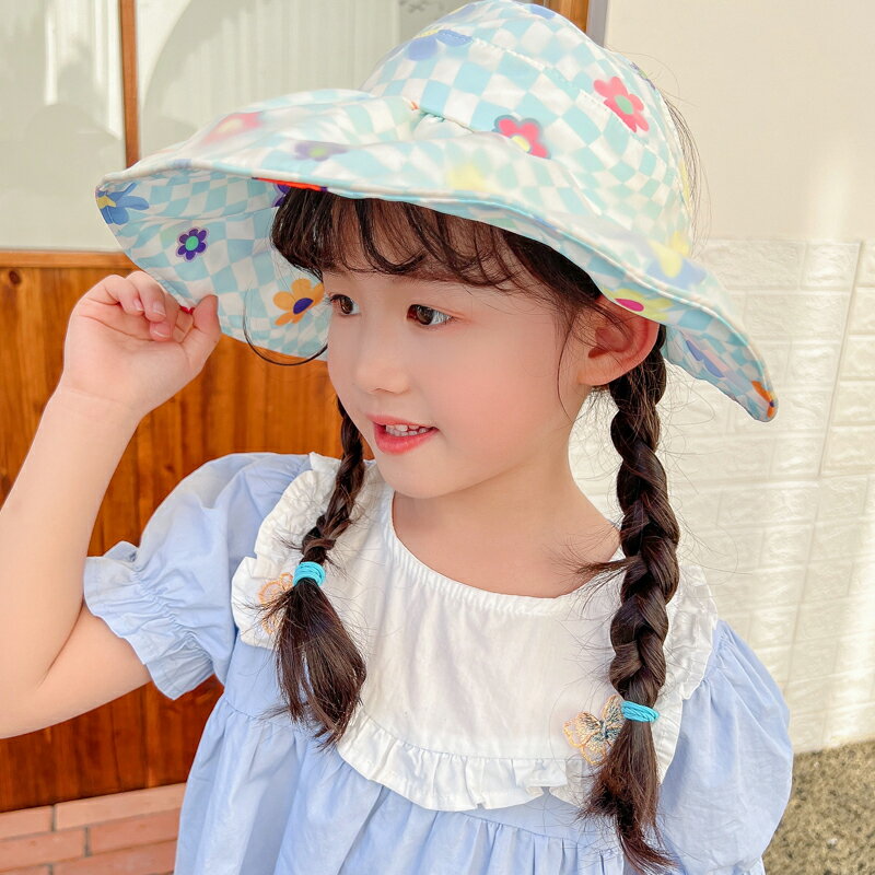 夏季兒童大帽檐防曬帽可愛寶寶薄款可折疊空頂帽女童戶外遮陽帽子