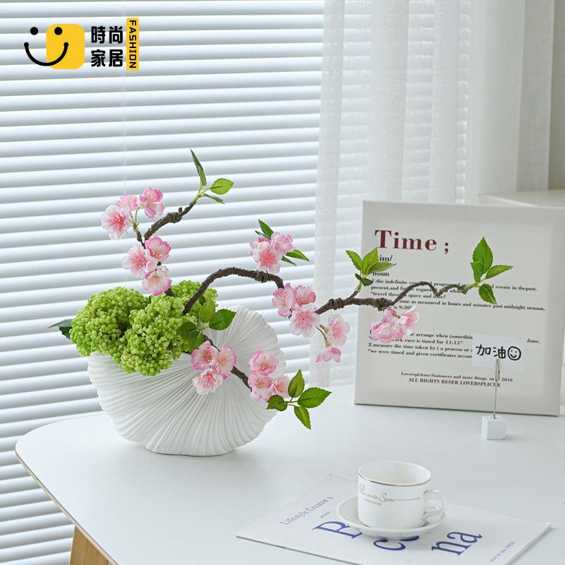 【時尚家居】 杜鵑花模擬 假花絹花樹枝造型 家居裝飾品 新中式禪意花瓶擺件 包郵 現貨現發