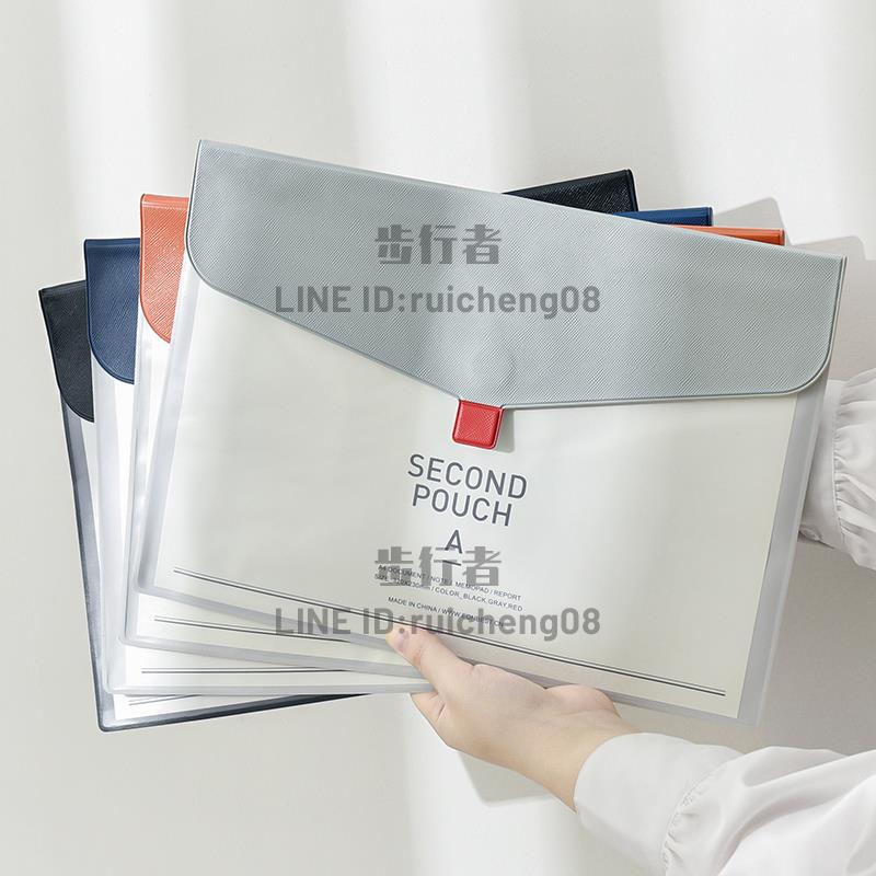 復古文件袋雙層皮面檔案夾a4透明塑膠分隔學生大容量試卷收納袋【步行者戶外生活館】