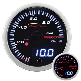 【D Racing三環錶/改裝錶】52mm油壓錶，機油壓力。SLD25燈可設定警示雙顯示系列