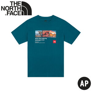 【The North Face 男 國家公園 純棉短袖上衣 AP《藍珊瑚》】81N7/復古風景印花短袖T恤/運動衫