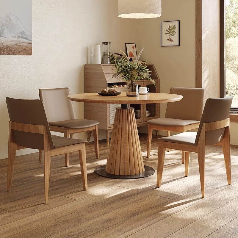 北歐 餐桌 餐桌椅組合 實木小戶型餐桌圓形餐桌侘寂風1.1米圓餐桌餐廳北歐實木餐桌家用