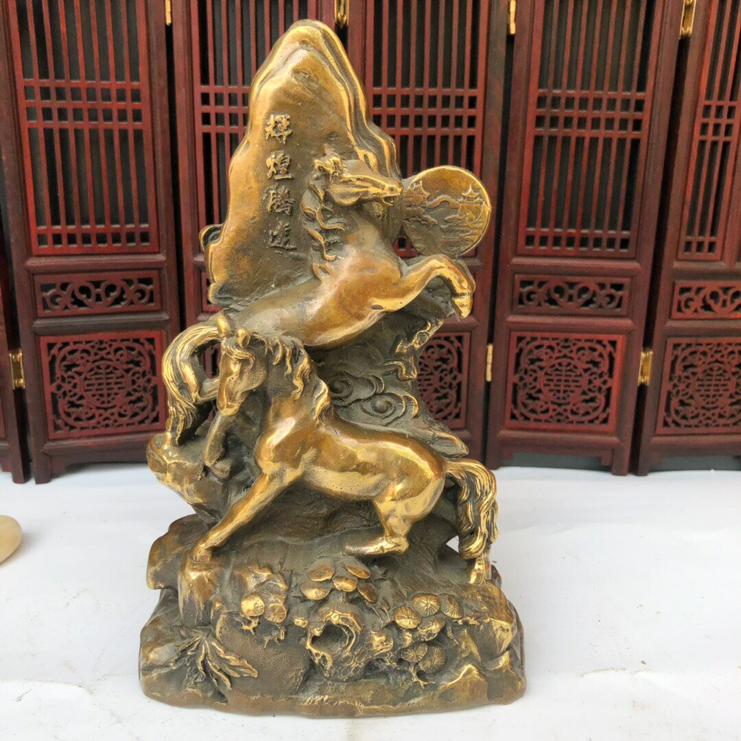 銅馬擺件純銅輝煌騰達工藝品招財馬辦公室風水客廳酒櫃家居裝飾品