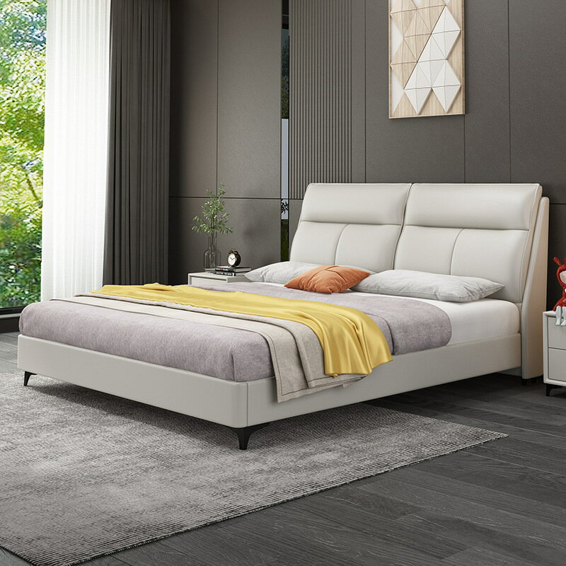 新款北歐雙人床現代簡約科技皮床1.8米儲物高箱床1.5米輕奢大床