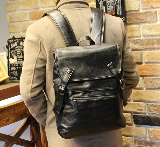 FINDSENSE Z1 韓國 時尚 潮 男 皮質 大容量 豎款 學生包 書包 電腦包 旅行包 後背包 雙肩包