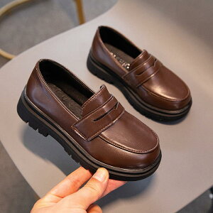 男童皮鞋黑色軟底新款英倫真皮學生演出鞋小男孩兒童表演大童單鞋