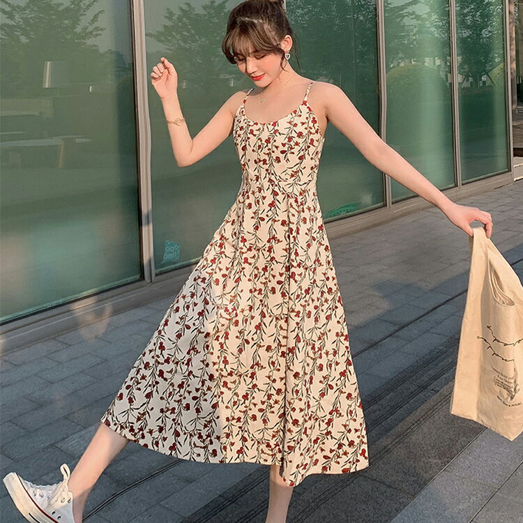 韓版碎花吊帶洋裝 吊帶連衣裙 甜美洋裝 洋裝 碎花連身裙 休閒連身裙 春天洋裝 背心連身裙 收腰 【1354F】 6