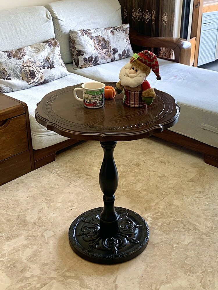 美式復古沙發邊幾實木中古家具角幾客廳法式咖啡桌休閑小圓桌茶幾