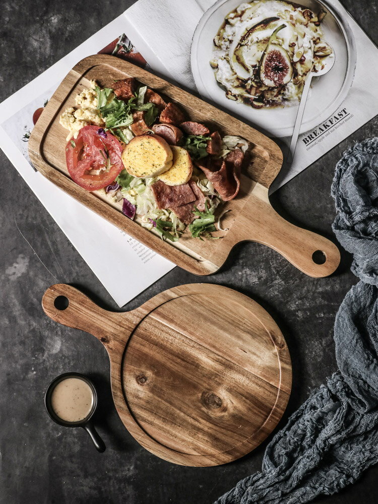 牛排餐盤木質家用日式木盤長方形盤子西餐盤早餐餐具披薩木板托盤 夢露日記