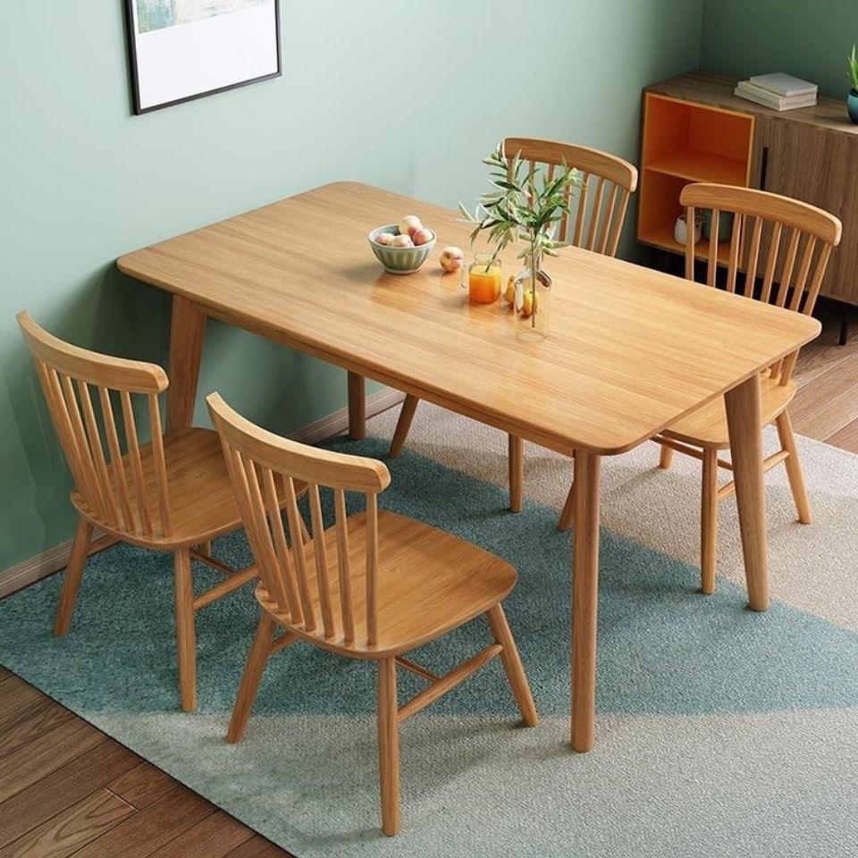 【免運】美雅閣| 實木巖板餐桌長方形現代簡約餐廳桌子北歐原木小戶型組合家用桌子