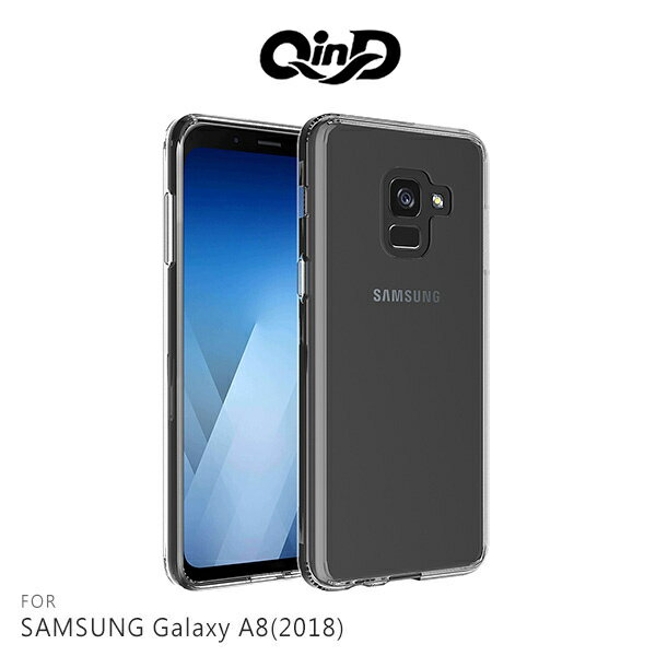 QinD SAMSUNG Galaxy A8 2018 雙料保護殼 高透光 PC+TPU 背殼 透明殼【出清】【APP下單4%點數回饋】