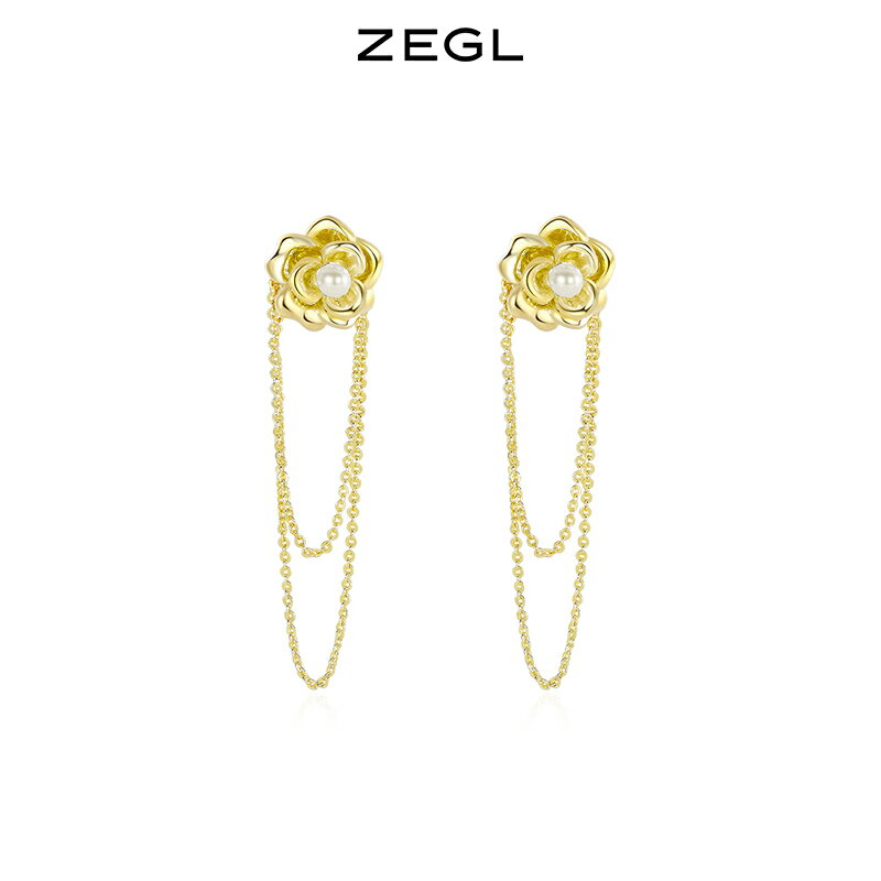 ZEGL設計師山茶花系列小香風耳環女耳釘2021年新款潮耳飾品高級感