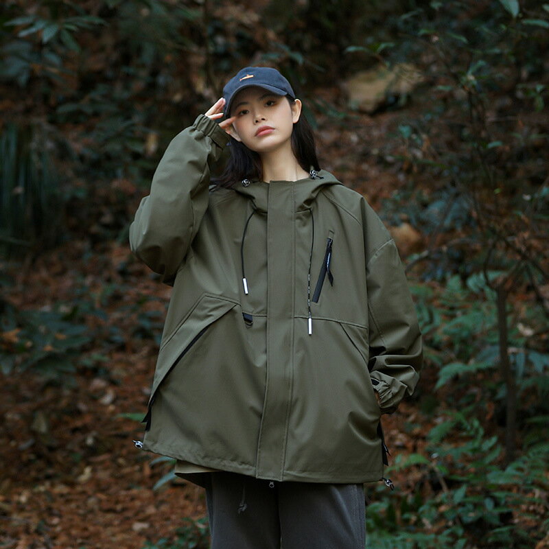 【巴黎精品】衝鋒衣防風外套-防潑水寬鬆簡約連帽男女夾克3色a1gw8