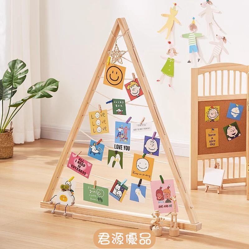 桌面展示架 可移動多功能兒童作品展示架實木收納架拍立得照片展示架網紅照片