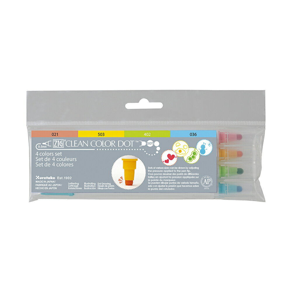 Kuretake 日本吳竹 ZIG Clean Color Dot 點點筆 一般色 4色組 / 組 TC-6100-4V