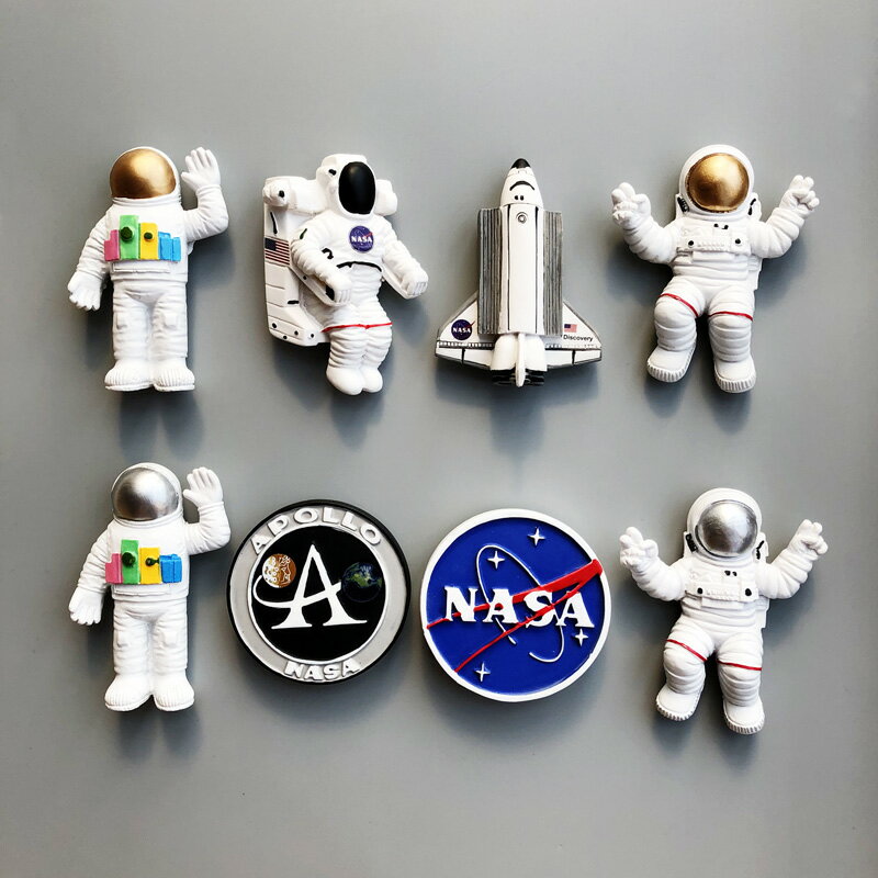 新款美國NASA阿波羅50周年紀念版樹脂冰箱貼立體宇航員磁性貼一套