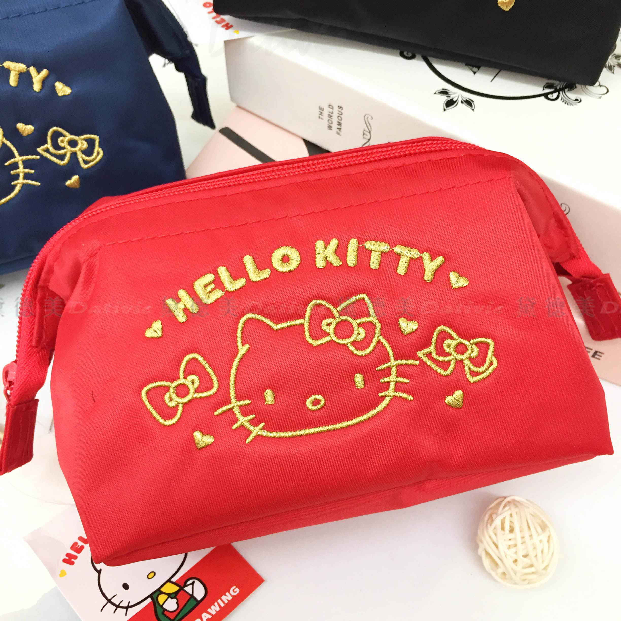 旅行寬口化妝包-凱蒂貓 HELLO KITTY 三麗鷗 Sanrio 正版授權