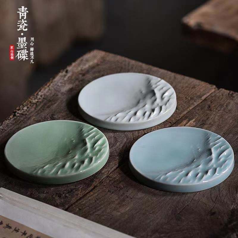 天一堂文房四寶陶瓷筆架水碟小硯臺中國風雪國江山多功能筆擱筆置毛筆架春風妙品擺件墨碟初學者書法國畫