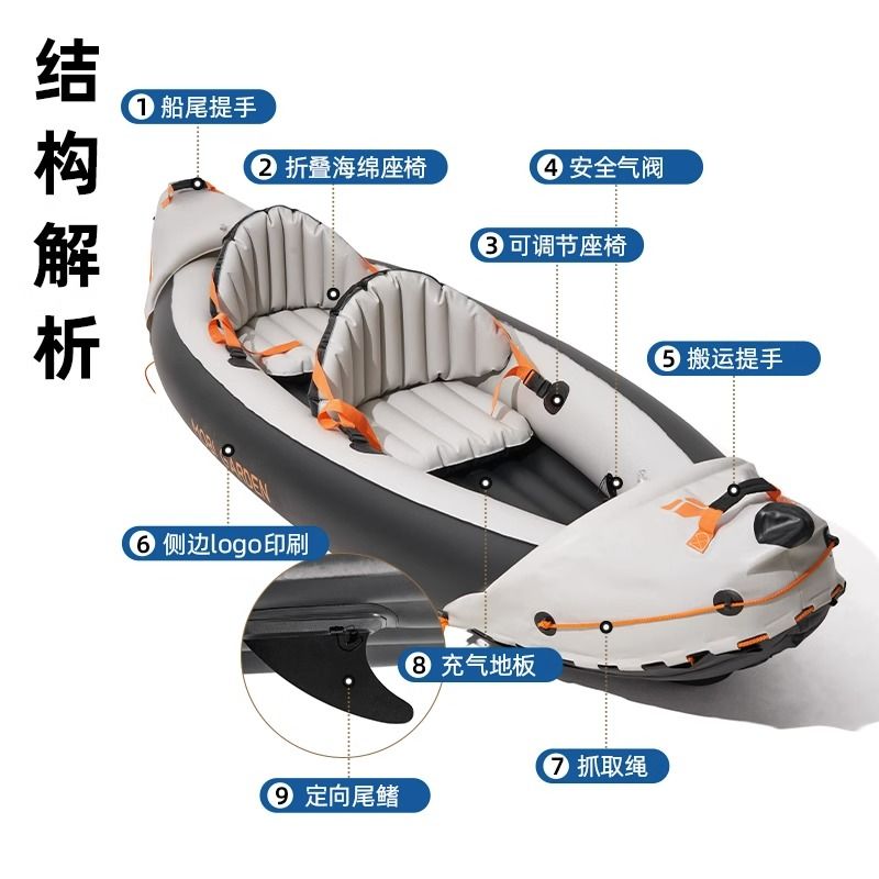 現貨免運！皮劃艇 充氣船 嗲預測 橡皮艇 牧高笛皮劃艇戶外露營雙人休閑加厚橡皮艇便攜式釣魚船耐磨充氣船 八折下殺 打骨折 可開發票
