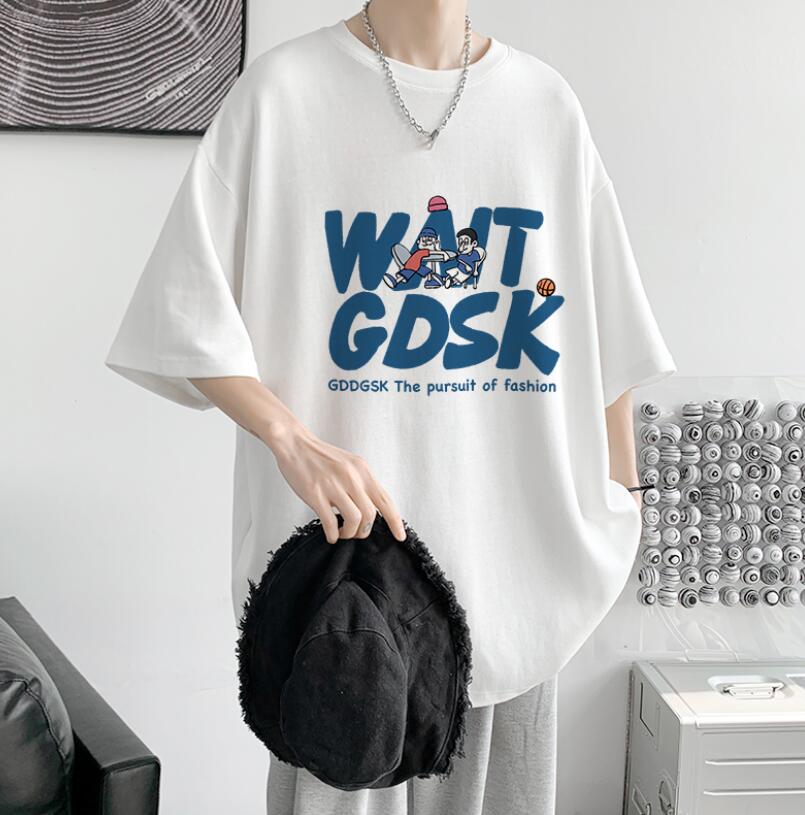 FINDSENSE X 韓潮 男士 街頭時尚 大尺碼 寬鬆 WNTGDSK字母印花 短袖T恤