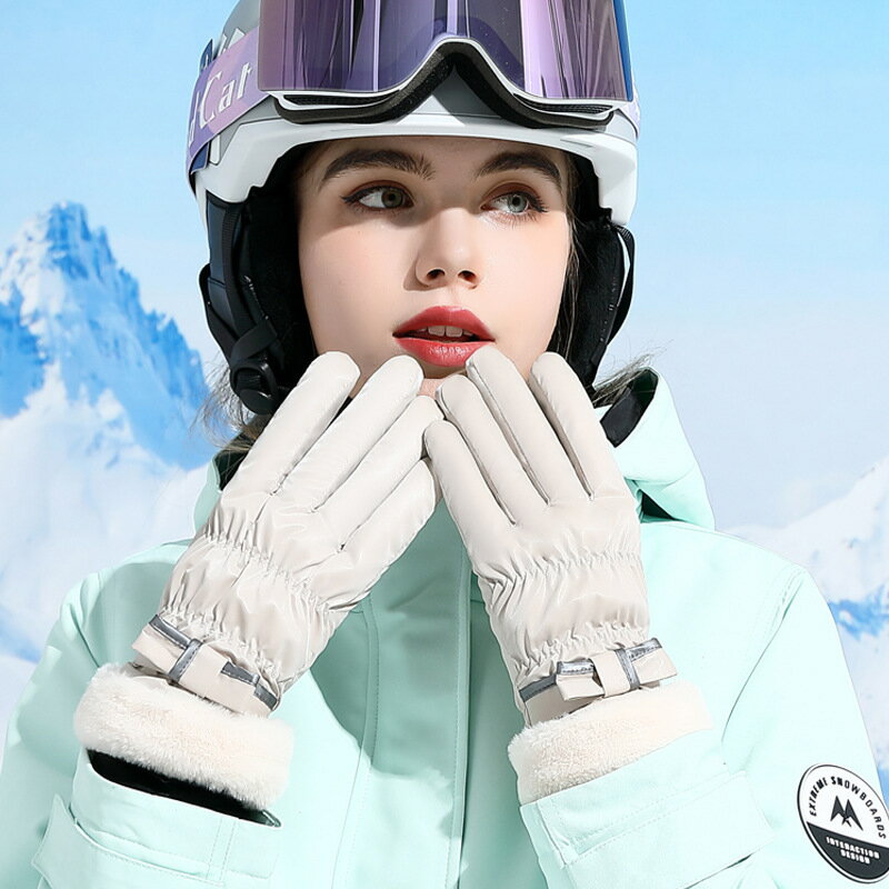 可愛騎行騎車手套女士冬季保暖防寒加絨加厚戶外滑雪防風防寒新款