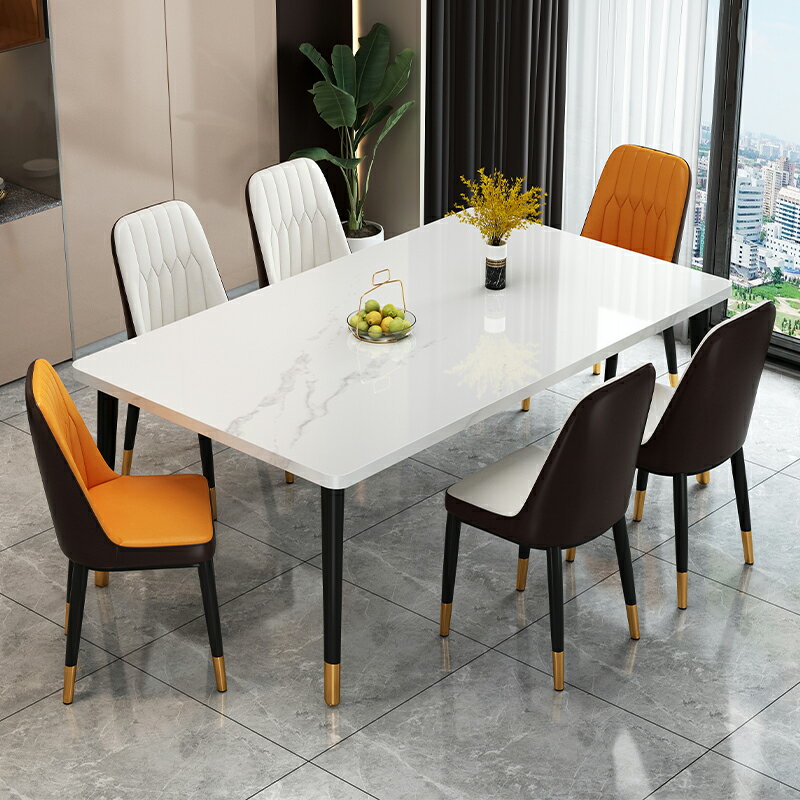 餐桌 ● 北歐巖板 餐桌 椅組合現代簡約桌子 家用 小戶型意式極簡西 餐桌 長方形