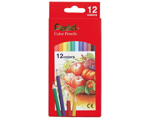 【文具通】Pentel ぺんてる 飛龍 色鉛筆 油性 紙盒 12色 CB8-12T A1340260