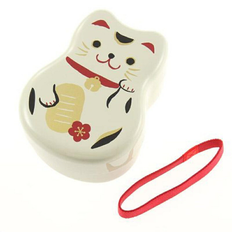 現貨*日本製 HAKOYA 招財貓餐盒 便當盒 二層便當盒 附餐具 附叉子 520ml 日本進口 兩層飯盒 黑貓白貓飯盒 1