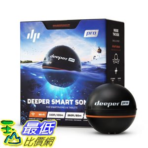 [107美國直購] 無線魚探儀 Deeper PRO Smart Portable Sonar - GPS Wireless Wi-Fi Fish Finder Shore