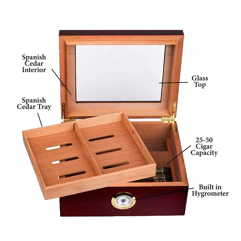 雪茄保濕盒 雪茄保濕專用雙層大容量進口松木便攜煙盒盒子密封實木古巴雪茄煙