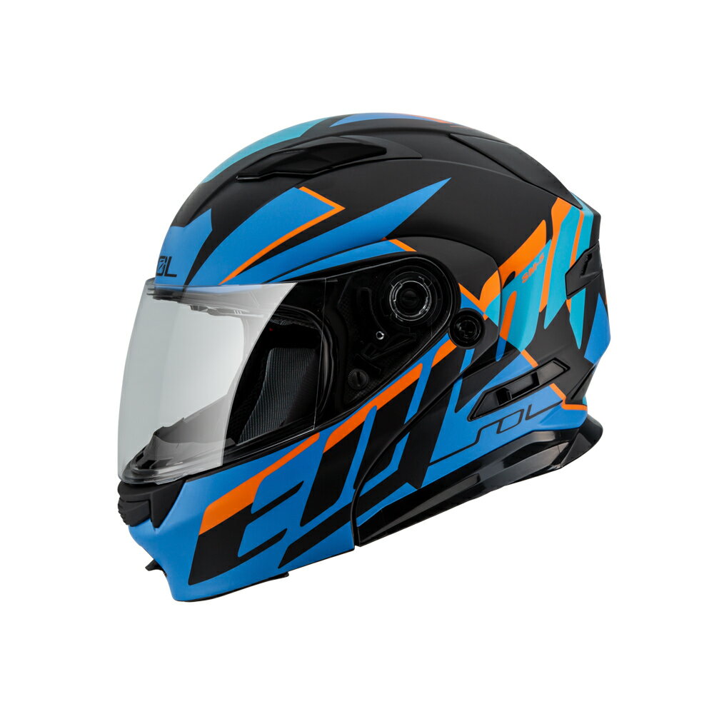 【SOL Helmets】SM-5可掀式安全帽 (裂變_消光黑/藍橘) ｜ SOL安全帽官方商城